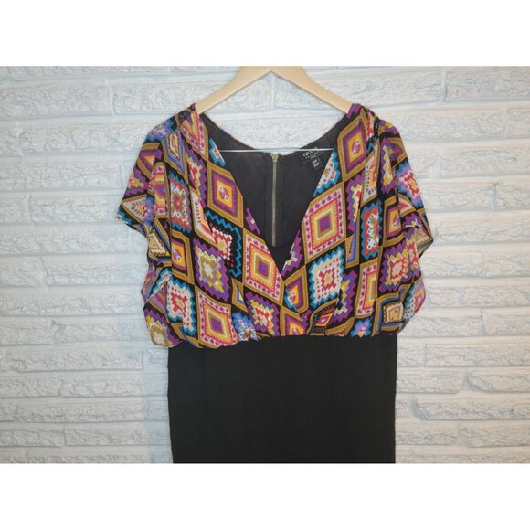 Nicole Miller Womens Dress 18W Plus Sheath Flutter Sleeve Black GEO5E - Picture 2 of 11